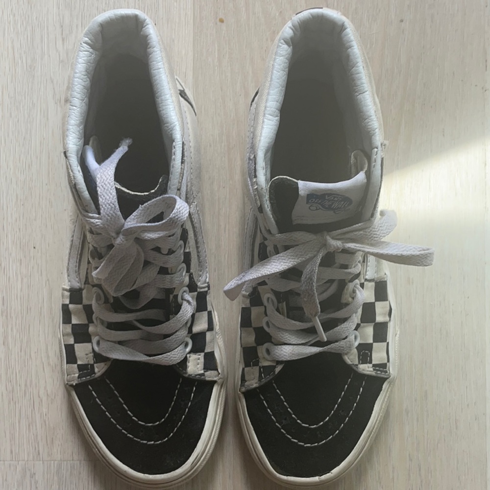 Hi top checker vans